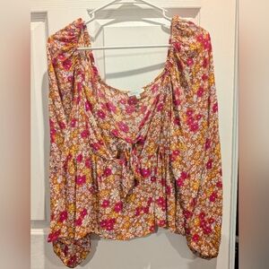 Patrons Of Peace Floral Boho Romantic Cottagecore Flowy Women's Top Size Large